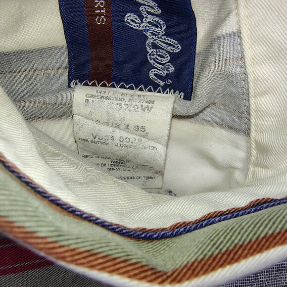 VINTAGE Wrangler Brushpopper Shirt Size Large 16.5 Striped Long Sleeve Western - Picture 4 of 12